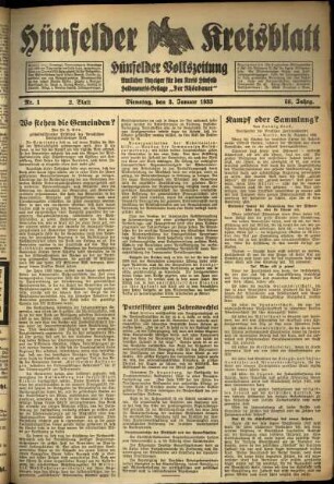 Zweite Ausgabe vom Dienstag, den 03. Januar 1933.