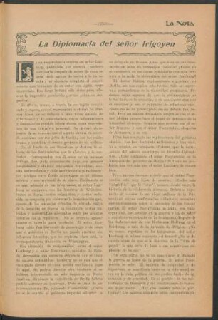 La diplomacia del señor Irigoyen