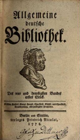 Allgemeine deutsche Bibliothek. 34. 1778