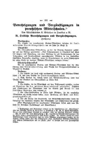 Berechtigungen und Vergünstigungen in preußischen Mittelschulen : (Fortsetzung)
