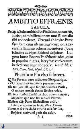 1) Phaethon Phoebo salutem.