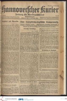 Hannoverscher Kurier : Hannoversches Tageblatt ; Morgenzeitung für Niedersachsen