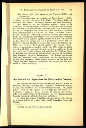 Capitel II. Die Auswahl des Repertoires des Molière'schen Theaters.