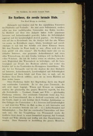 ¬Die¬ Synthese, die zweite formale Stufe