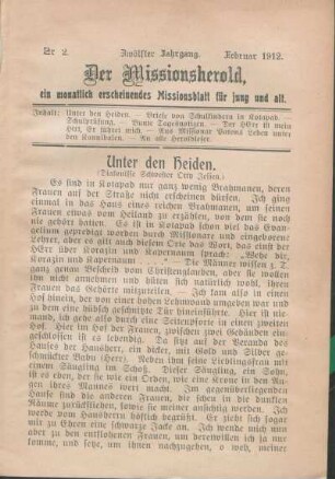 Nr 2. Zwölfter Jahrgang. Februar 1912.