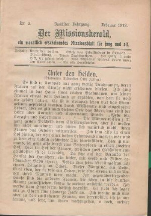 Nr 2. Zwölfter Jahrgang. Februar 1912.