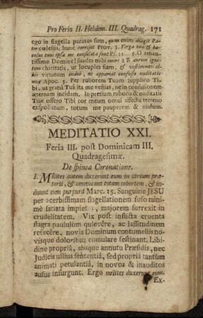 Meditatio XXI. Feria III. post Dominicam III. Quadragesimæ. - Meditatio XXII. Pro Feria IV. post Dominicam III. Quadragesimæ.
