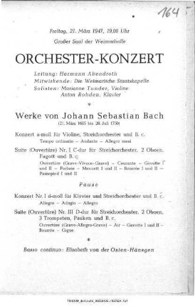 Orchester-Konzert [...] Bach-Tage Weimar