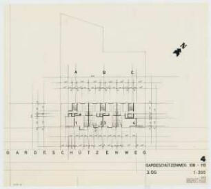 Wohnhäuser Gardeschützenweg 108-110, Berlin-Lichterfelde: Grundriss 3. Obergeschoss 1:200