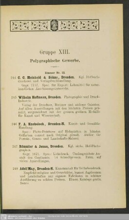 Gruppe XIII. Polygraphische Gewerbe