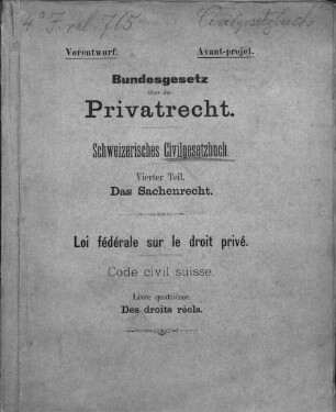 Schweizerisches Civilgesetzbuch : Erläuterungen zum Vorentwurf des eidgenössischen Justiz- und Polizeidepartements, 4