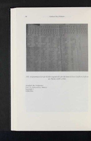 Abb. 4 Gesamtansicht der Kodierungstabelle für die kaiserlichen Großbotschaft an die Pforte (1699-1700).