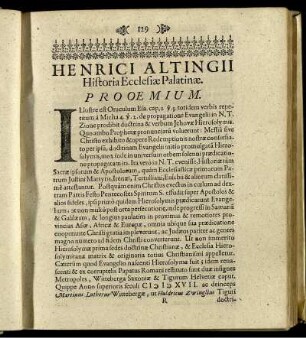 Henrici Altingii Historia Ecclesiæ Palatinæ.