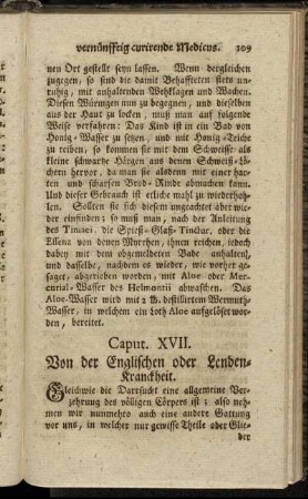 Caput XVII. Von der Englischen und Lenden-Kranckheit.