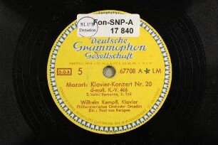Klavierkonzert Nr. 20 : d-moll, K. V. Nr. 466 ; 2. Satz: Romanze, II. Teil
