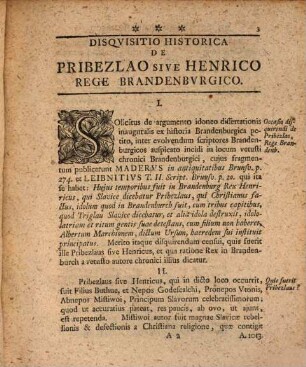 Disquisitio hist. de Pribezlao, sive Henrico rege Brandenburgico