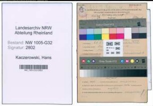Entnazifizierung Hans Kaczerowski , geb. 28.02.1907 (Bauingenieur)