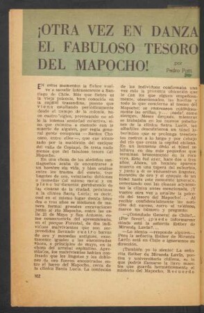 ¡Otra vez en danza el fabuloso tesoro del Mapocho