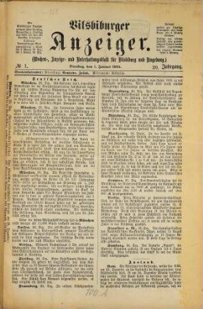 Vilsbiburger Anzeiger : Heimatblatt für Vilsbiburg, Geisenhausen, Gerzen, Frontenhausen, Velden. 1895 = Jg. 20