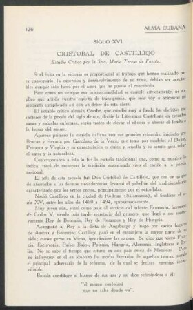 Cristóbal de Castillejo : Estudio crítico por la Srta. María Teresa de Fuente