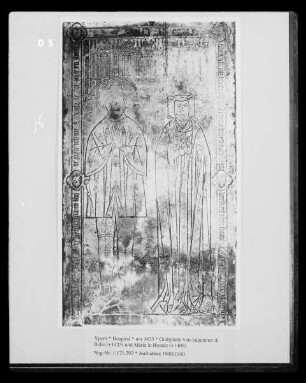Grabplatte des Jaquennes de Belle (gestorben 1423) und Marie le Blonde (gestorben 1408)