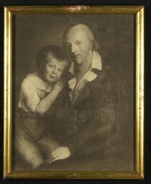 Gerahmtes Gemälde von Gottfried Knapp mit seinem Sohn Albert Knapp