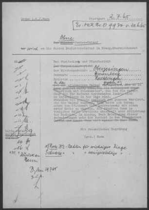 Oberjesingen: Visitationsbericht mit Pfarrbericht 1965