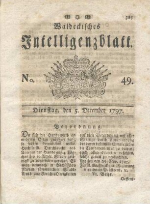 No. 49, Dienstag, den 5. December 1797