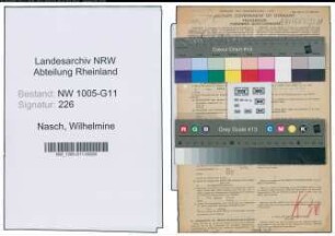 Entnazifizierung Wilhelmine Nasch , geb. 20.09.1907 (Geschaeftsfuehrerin)
