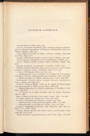 Auctorum Conspectus