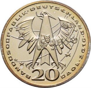 Künstlerprobe von Victor Huster für eine 20 Euro- Münze auf das Deutschlandlied