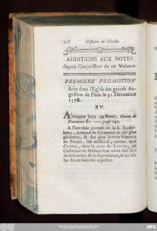 Additions Aux Notes depuis l'impression de ce Volume.