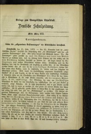 Ueber die "allgemeinen Bestimmungen" die Mittelschulen betreffend