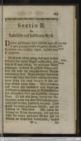 Sectio II. De Subsidiis vel Institutis Styli