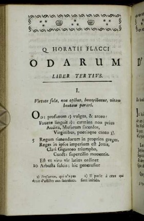 Q. Horatii Flacci Odarum Liber Tertivs = Odes D'Horace. Livre Troisieme