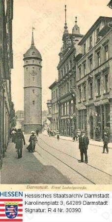 Darmstadt, Ernst-Ludwigstraße mit Blick auf Weißen Turm