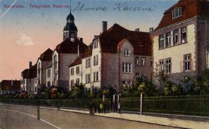 Erster Weltkrieg - Feldpostkarten, "Karlsruhe - Telegrafenkaserne", Hardtstraße 86, erbaut 1907
