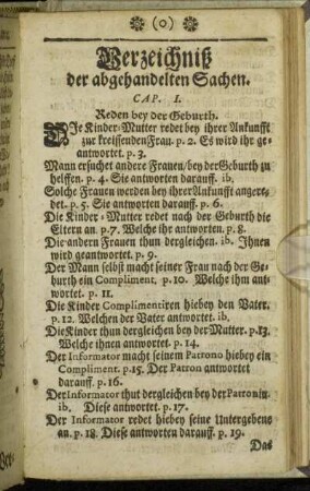 Verzeichniß der abgehandelten Sachen.
