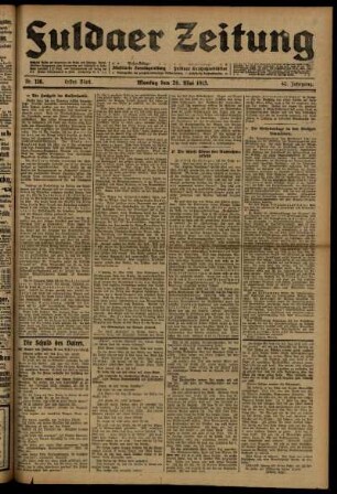 Erste Ausgabe vom Montag, den 26. Mai 1913.