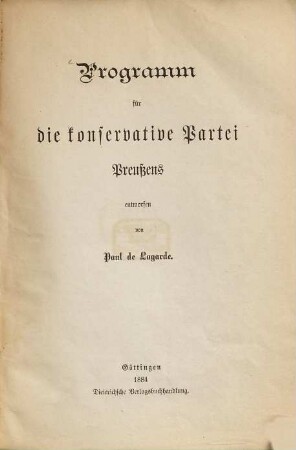 Programm für die konservative Partei Preußens