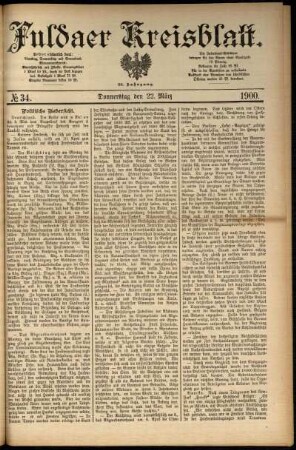 Erste Ausgabe vom Donnerstag, den 22. März 1900.