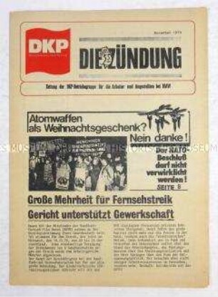 Zeitung der DKP-Betriebsgruppe für die Arbeiter und Angestellten von BMW u.a. gegen den NATO-Rakenbeschluss und zum Streit über die Anzahl der Feiertage in Bayern