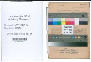 Entnazifizierung Hans Josef Wormstall , geb. 25.10.1912 (Arzt)