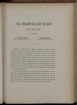 Sulla Circolazione Del Sangue Nel Fegato
