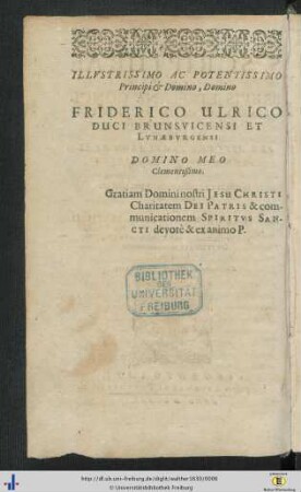 Widmungsseite & -schreiben (Dedicatio).