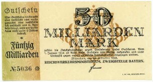Geldschein / Notgeld, 50 Milliarden Mark, 26.10.1923