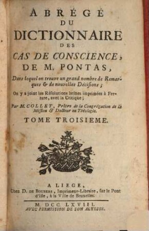 Abrégé Du Dictionnaire Des Cas De Conscience, 3
