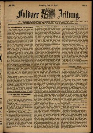 Ausgabe vom Dienstag, den 20. April 1886.