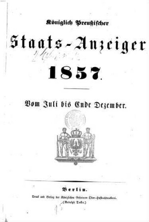 Königlich Preußischer Staats-Anzeiger. 1857, 7 - 12