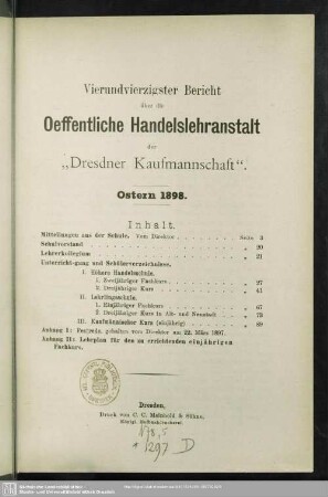 44.1897/98: Bericht über die Öffentliche Handelslehranstalt der Dresdner Kaufmannschaft